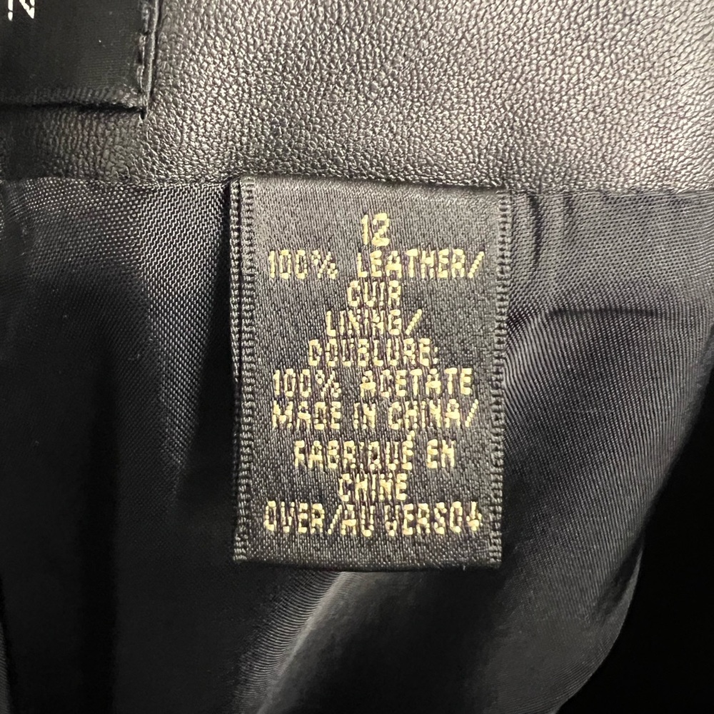 Genuine Leather Pants Size 12 Straight Leg Dana Buchman Black - Picture 5 of 8